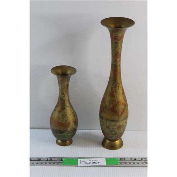 (2) Brass Vases