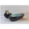Image 3 : Amber Art Glass Bowl, Ceramic Ashtray and Desk Lighter