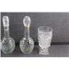 Image 3 : (3) Glass Liquor Decanters and Glass Goblet