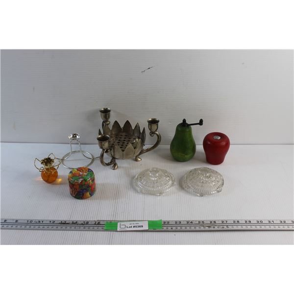 Scented Candle, Candle Holders and Salt & Pepper Shakers