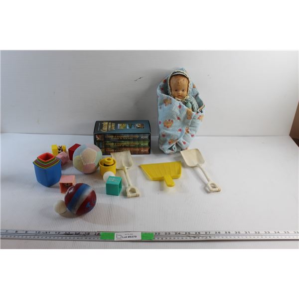 Kid's Doll, Kids Toys and (3) Canada a Magnificent Journey Movie Cassettes