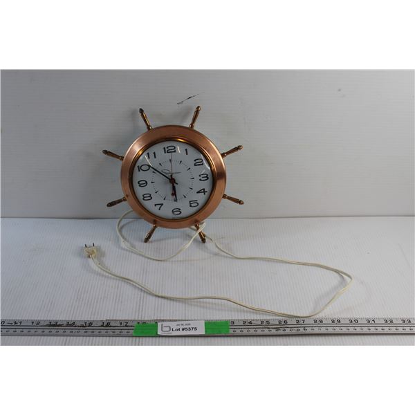 Sailboat Wheel Electric Wall Clock - As Is