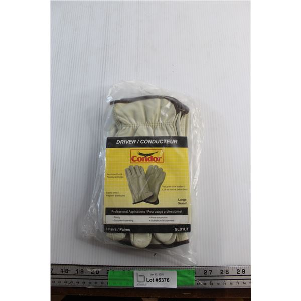 (3) Condor Driver Leather Gloves - Size L, Sealed
