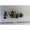 Image 1 : Metal Unicorn Statue and Brass Tea Pot & Cream and Sugar Set