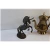 Image 4 : Metal Unicorn Statue and Brass Tea Pot & Cream and Sugar Set