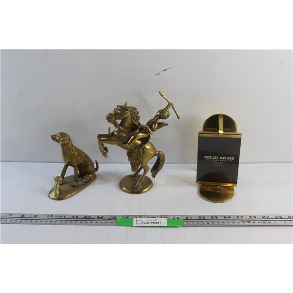 Brass Statues and Solid Brass Photo Frame 3 1/2'' x 5''