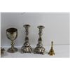 Image 2 : Brass and Silver Candle Holders, Bell, Sealion Decor and Goblet