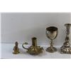 Image 3 : Brass and Silver Candle Holders, Bell, Sealion Decor and Goblet
