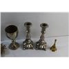 Image 5 : Brass and Silver Candle Holders, Bell, Sealion Decor and Goblet