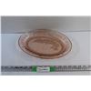 Image 1 : Federal Pink Cabbage Rose Glass Oval Platter - 12 1/2''