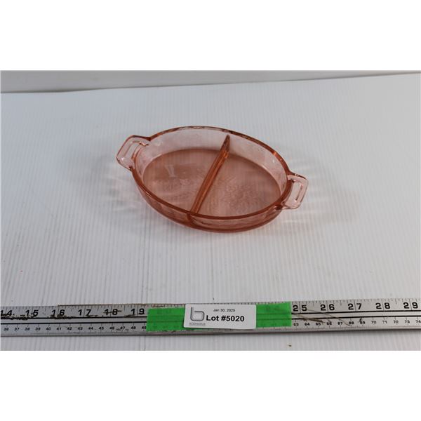 Floral Poinsettia Pink Glass Divided Tray