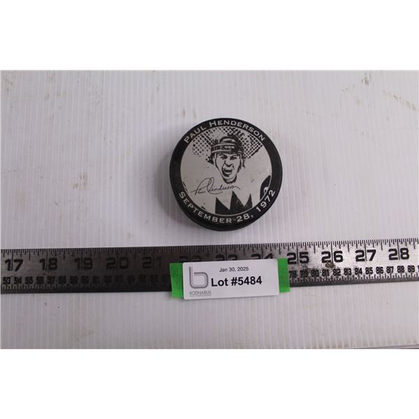 Commemorative Paul Henderson Team Canada Hockey Puck - Sept. 28, 1972