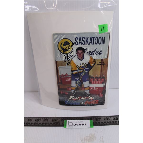 Best on Ice Autographed Photo : Saskatoon Blades - Rhett Warrener 5.5" x 8.5"