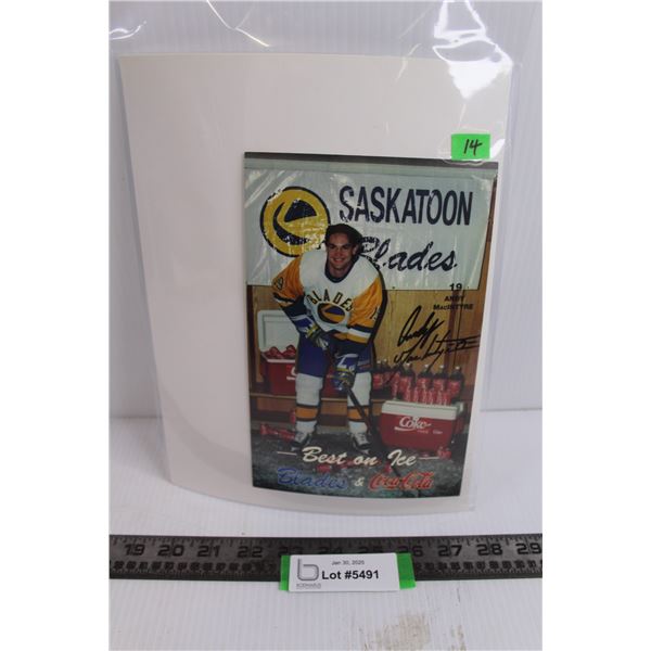 Best on Ice Autographed Photo : Saskatoon Blades - Andy MacIntyre 5.5" x 8.5"