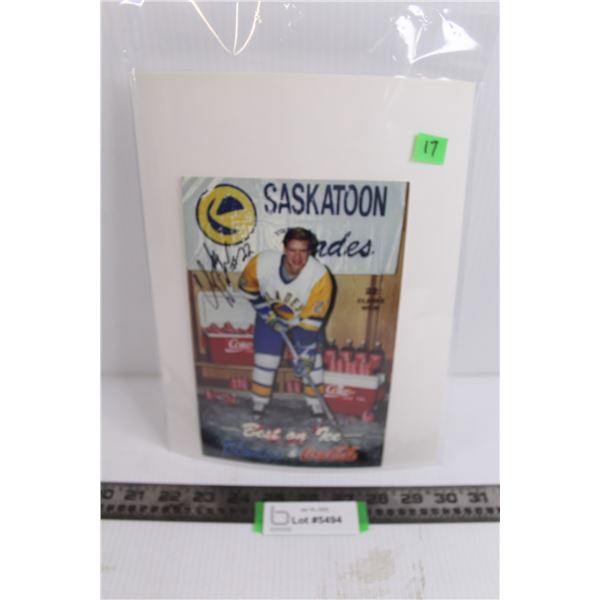 Best on Ice Autographed Photo : Saskatoon Blades - Clarke Wilm 5.5" x 8.5"