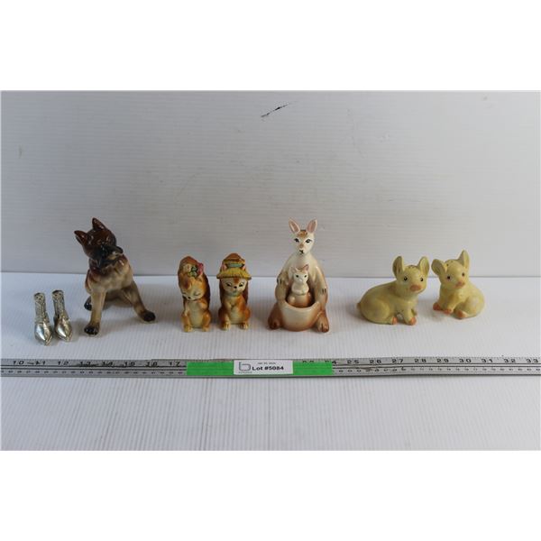 Assorted Salt & Pepper Shakers and Ceramic Dog Ornament