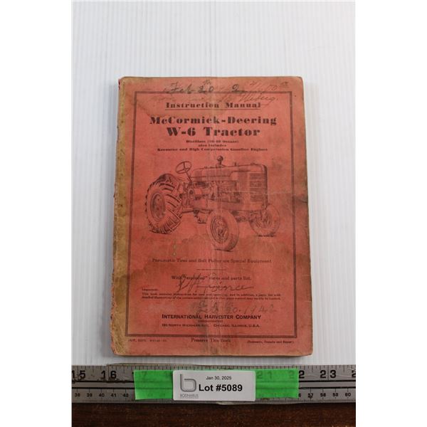 Vintage McCormick-Deering W-6 Tractor Instruction Manual