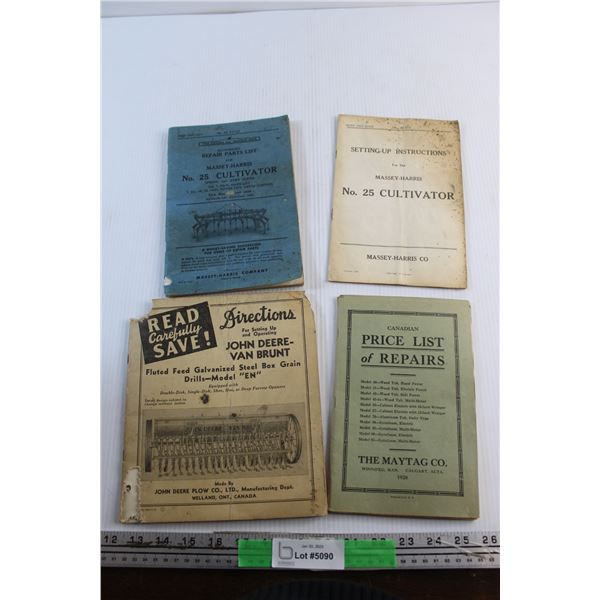 Vintage Massey Harris & John Deere - Van Brunt Repair Parts List and Manuals