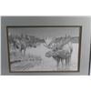 Image 2 : Framed Moose Bull Art Print 23'' x 17''