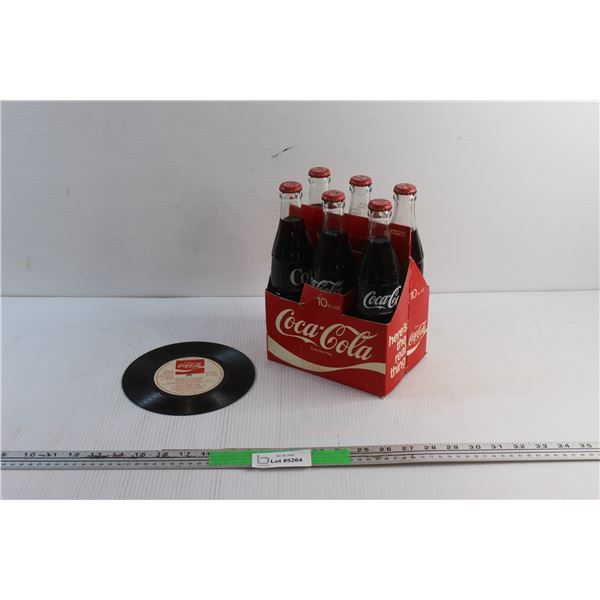 (6) Vintage Coca Cola Bottles - Sealed and Portraits In Cold Vinyl Record