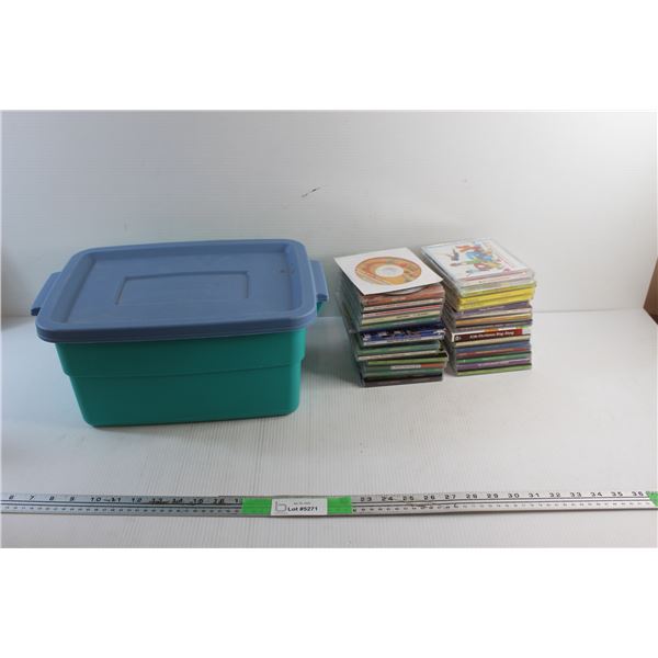 Rubbermaid Roughneck Tote with Lid and Audio CDs - Kidzup, Christmas Fantasy and Crazy Frog