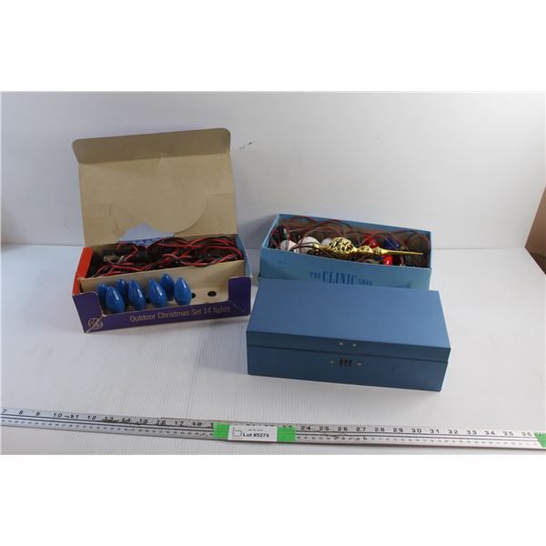 Pin Lock Tin Box, Christmas Outdoor Lights and Christmas Tree Ornaments