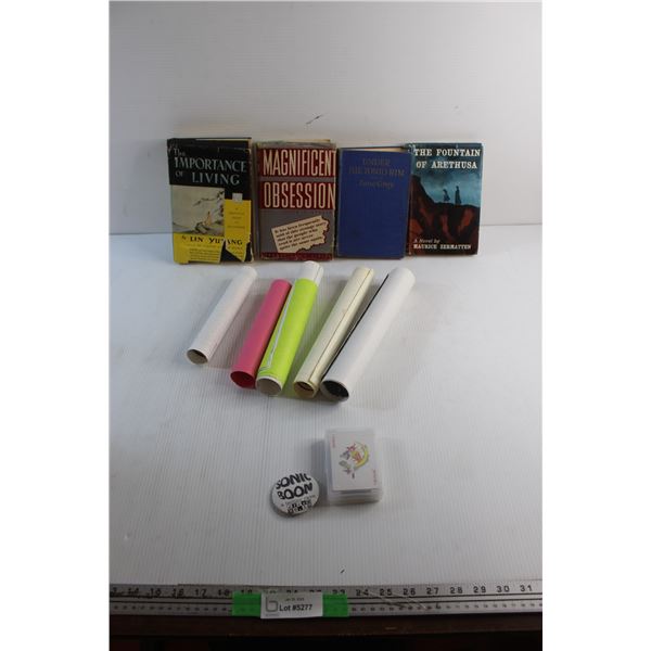 (4) Books - Lin Yutang, Thomas Allen & Maurice Zermatten, Playing Cards Set, Shirt Pin and Assorted 