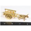 Image 1 : SMALL BRASS VINTAGE WAGON WITH OX