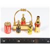 Image 1 : SMALL BRASS LIQUOR BOTTLES WITH HOLDER AND COKE