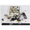 Image 1 : SMALL GLASS BOX FILLED WITH BUTTONS AND MORE