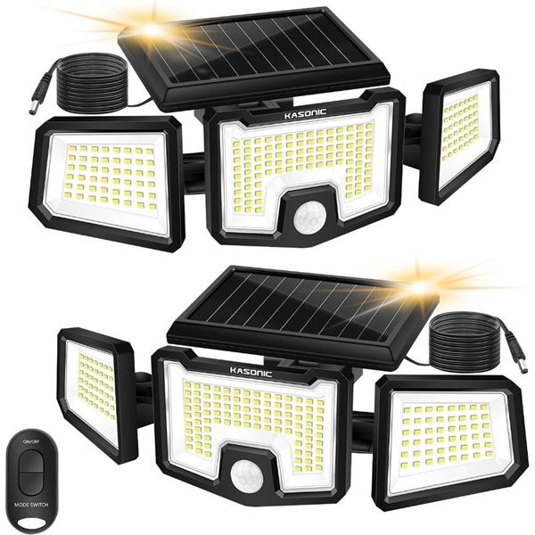 K KASONIC Security Solar Lights Outdoor, 2500LM LED 6500K Super Bright Motion Sensor with Remote, 15