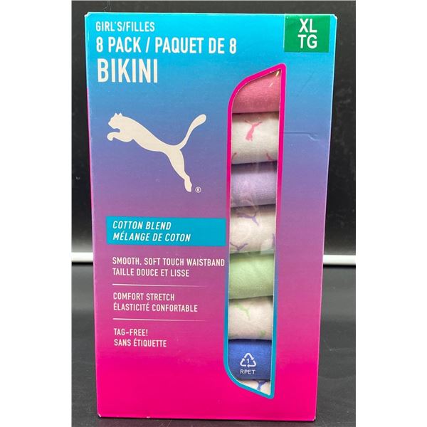 Puma Girls 8 Pack of Cotton Blend Bikini Underwear XL