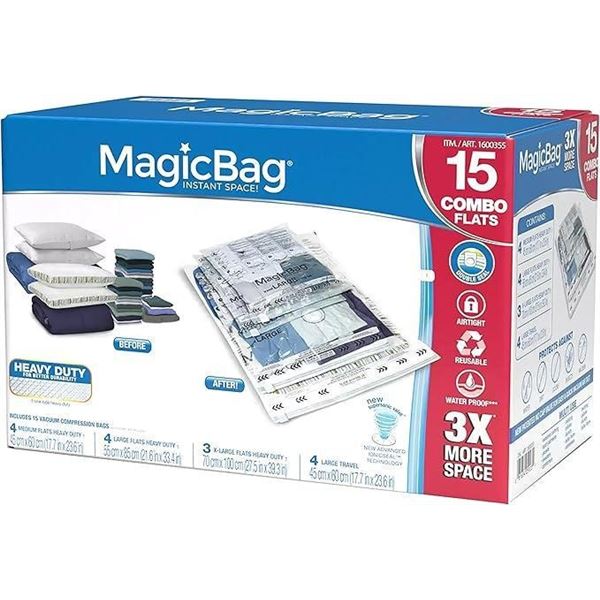 Magic Bag 15 bags, double seal double joint, Heavy Duty Storage System