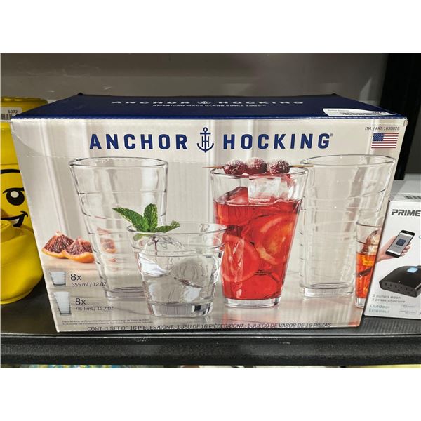 Anchor Hocking Drinking Glasses 16ct (8 x 355ml, 8 x 464ml)