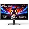Image 1 : SANSUI 24 Inch Gaming Monitor, FHD 180HZ OD 1ms Computer Monitor, HDR 110% sRGB, HDMI 2.1 DP 1.4 Por
