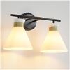 Image 1 : WOSHITU Bathroom Vanity Light Fixtures: 2-Lights Mid Century Modern Vanity Lights for Bathroom, Blac