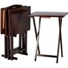 Image 1 : Amazon Basics Classic Portable TV Dinner Rectangular Folding Tray Table with Storage Rack, Espresso 