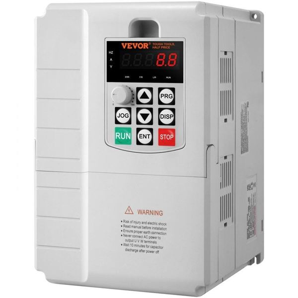 VEVOR VFD 10HP, 7.5KW, 34A, 1 Phase 220V-240V Input to 3 Phase 220V-240V Output Variable Frequency D