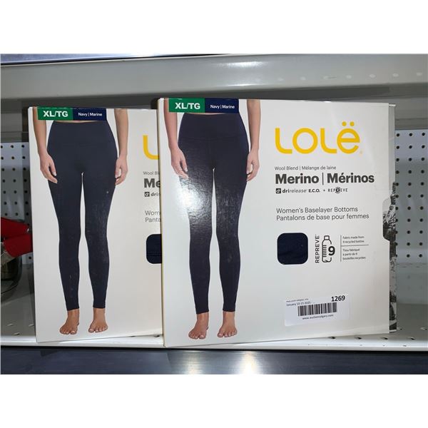 Lole Merino Wool Blend Womens Base Layer Bottoms Size XL  Lot of 2
