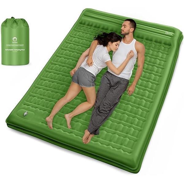 Camping Sleeping Pad, 2 Person Camping Mat, Enhanced Support for Healthy, with Built-in Foot Pump, 4