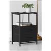 Image 1 : NX4647 Nightstand with Charging Station Black,  Bedside Table Night Stand with Fabric Drawers and Op