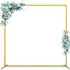 Image 1 : Backdrop Stand, 6.6x6.6 FT Gold Wedding Arches for Ceremony Square Metal Balloon Arch Stand Garden A