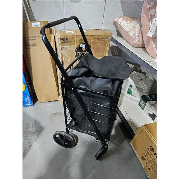 Large Capacity Sturdy Metal with Canvas Bag, Folding Shopping Trolley - Folds For Storage