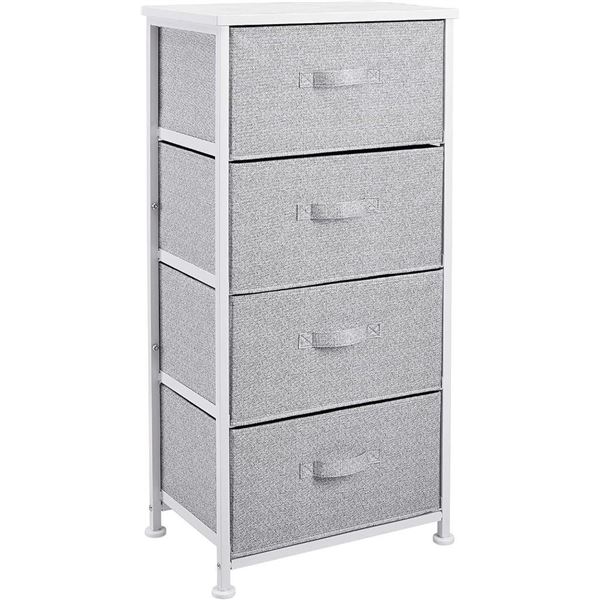 Amazon Basics Fabric 4-Drawer Storage Organizer Unit for Closet, White