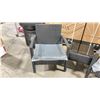 Image 2 : PATIOFLARE MELODY BLACK PLASTIC RATTAN 3PCS OUTDOOR PATIO CHAT SET WITH GREY CUSHIONS *IN BOX*