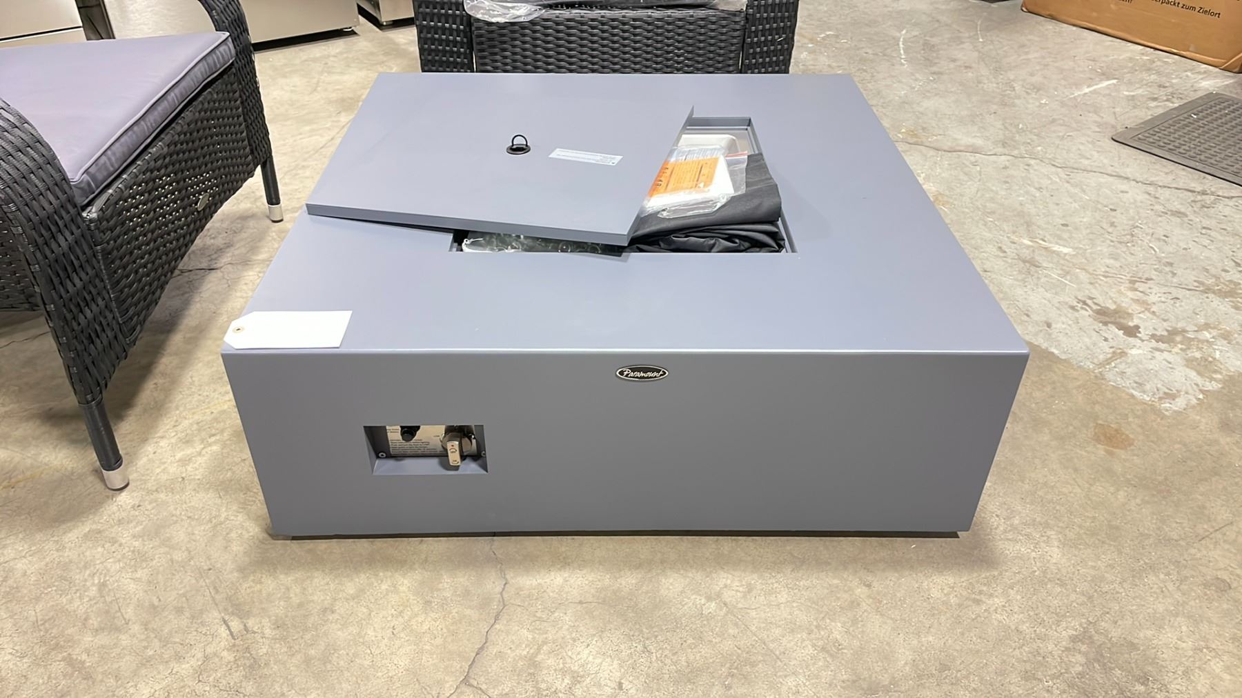 Paramount Fire Table Linear PARAMOUNT FP-419 LOW SQUARE ALUMINUM CONCRETE LOOK OUTDOOR FIRE TABLE ...