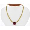 Image 1 : 18K Two Tone Gold 12.82 ctw GIA Large Oval Red Rubellite Tourmaline 16" Necklace