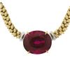 Image 5 : 18K Two Tone Gold 12.82 ctw GIA Large Oval Red Rubellite Tourmaline 16" Necklace