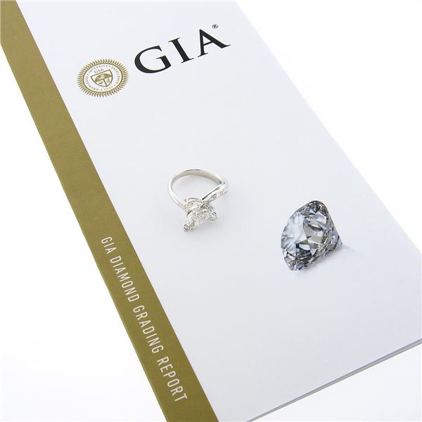 Vintage Platinum 2.53 ctw GIA D/IF Marquise Floral Wrap Diamond Baguette Ring