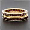 Image 3 : Pair of 18k Gold Channel GIA Vivid Red Burma Ruby Eternity Stack Band Guard Ring